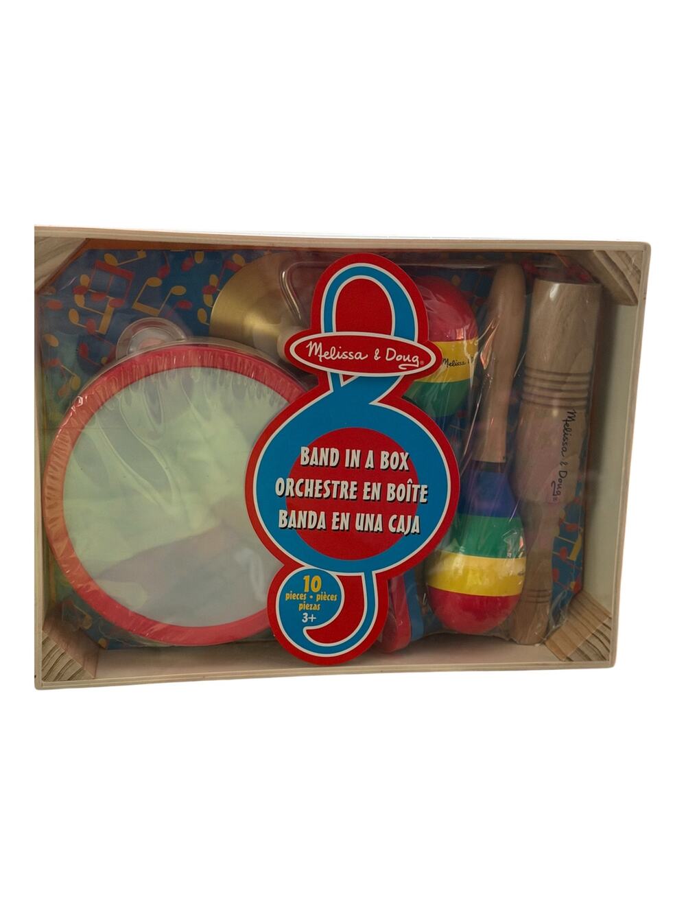 Melissa & Doug Band-in-a-box Clap Tap Wooden & Metal Musical Instrument set NIB